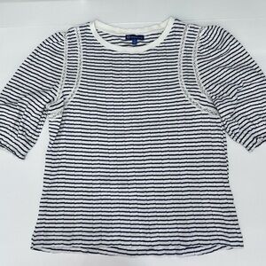 Democracy Navy and White Striped Blouse